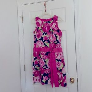 Fabulous Talbots Petite floral dress with attached pink ribbon tie! Sz 12P